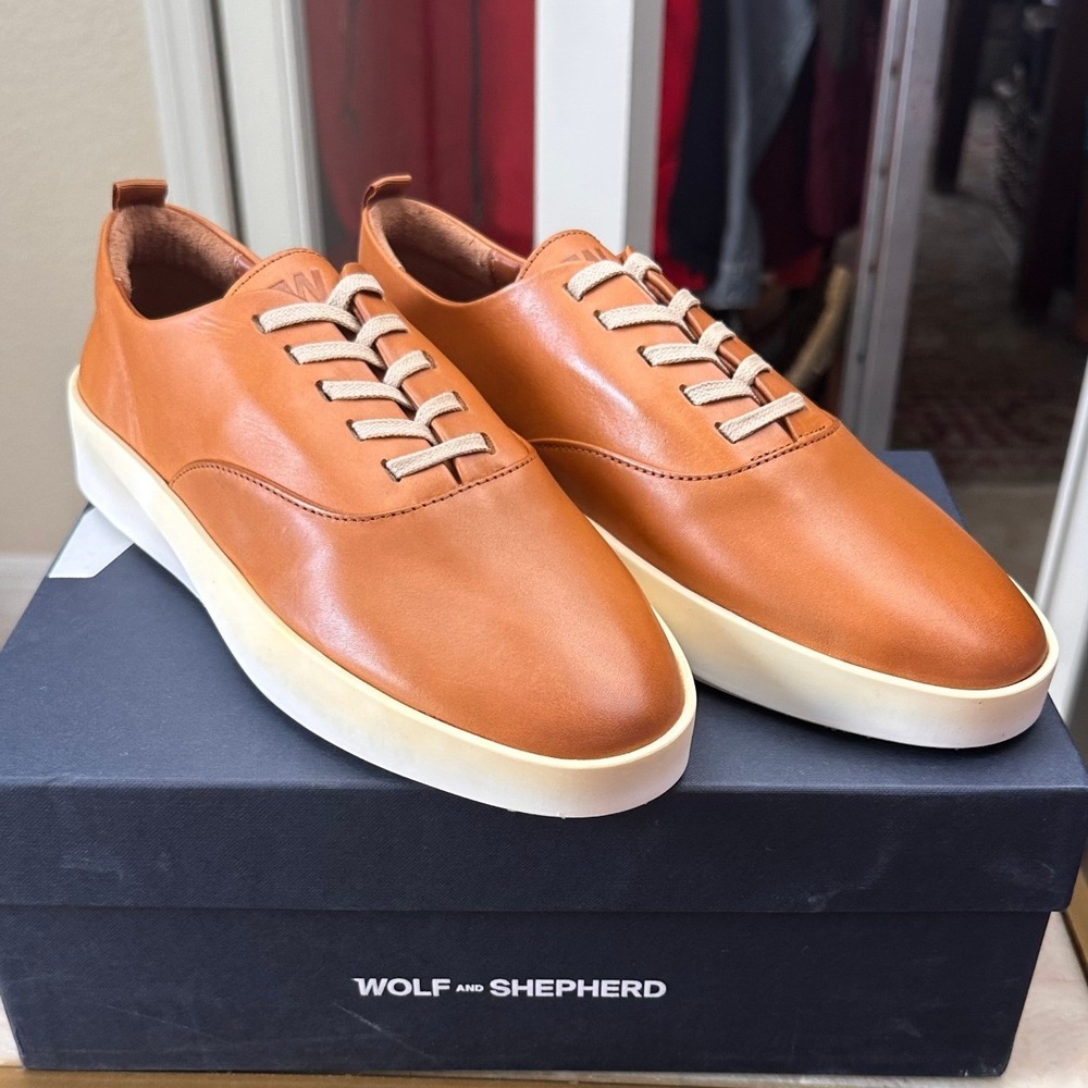 Wolf and Shepherd NWB Cruise Lace-Up Size 6.5 Honey Excellent Leather Sneaker